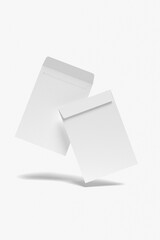 Realistic blank white letter paper C4 envelope front view on gray background