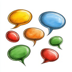 Colorful Stippled Speech Bubbles Illustration Isolated on White Background