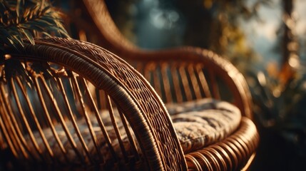 Tranquil wicker chair nestled in nature offering a quiet place to relax
