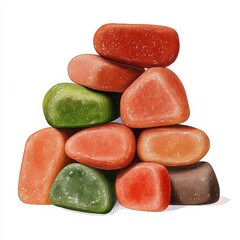 Colorful Stone Pyramid on White Background