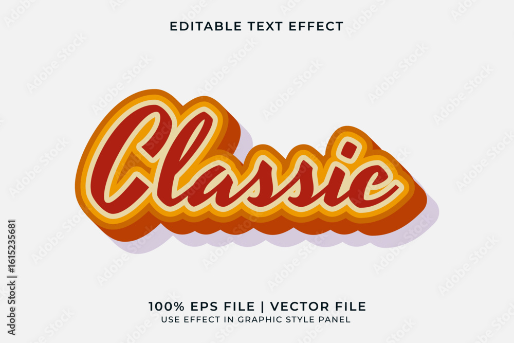 Poster 3d editable vector text effect in retro or vintage style