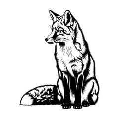 Stylized silhouette of a fox in profile isolated on white background