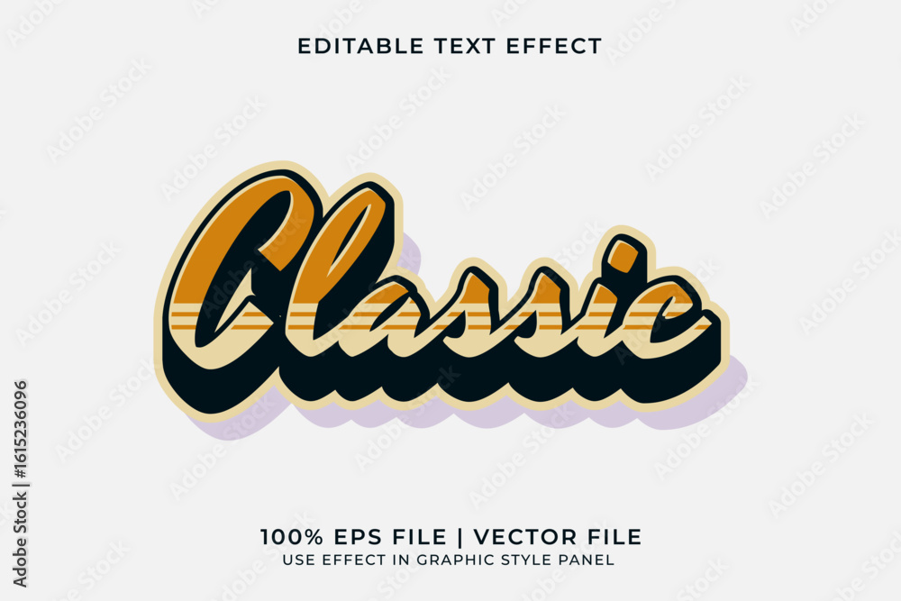 Poster 3d editable vector text effect in retro or vintage style