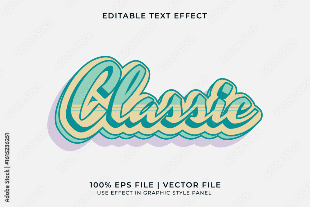 Poster 3d editable vector text effect in retro or vintage style