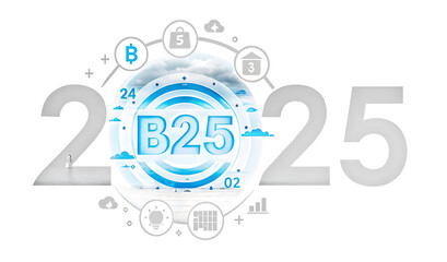 Obraz premium Photo of business to 2025 concept on a white background