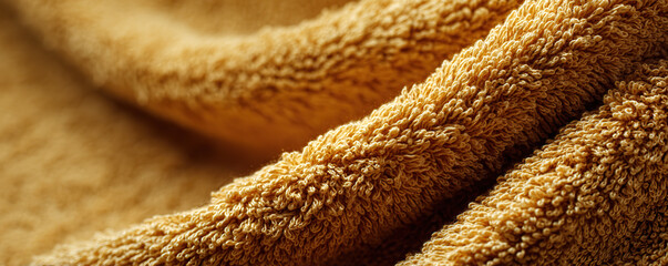 Soft yellow towel folded neatly on a surface showcasing its texture and color during daylight