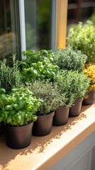 Windowsill herb garden