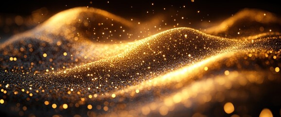 Abstract golden particles wave
