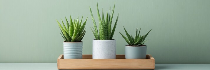 Three aloe vera plants in pots