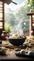 Hot Ramen with Sunny Side Up Egg