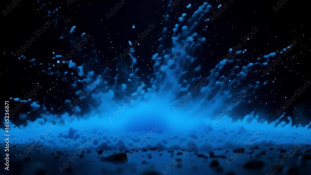Poster blue explosion effect animation background for videos and motion graphics design elements use 100 ch