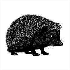 Stylized hedgehog silhouette graphic isolated on a clean white background isolated on white background
