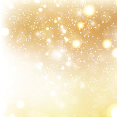 Gold Christmas background with snowflakes
