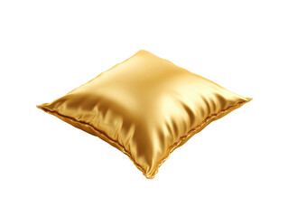 Golden, square pillow, satin-like texture