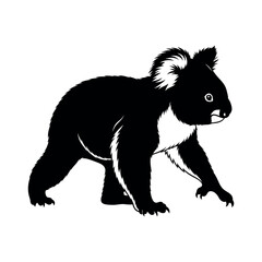 Stylized silhouette of a koala bear isolated on white background
