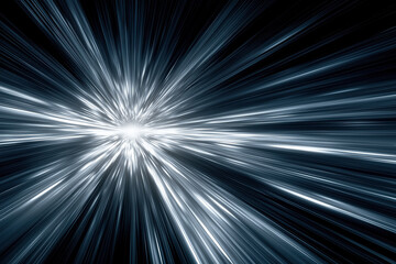 Fototapeta premium Abstract blue light burst with radiating streaks in dark space