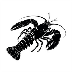 Detailed illustration of a lobster s silhouette isolated on white background