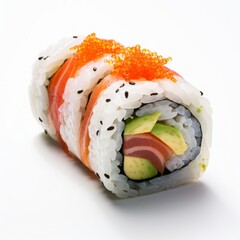 Sushi on isolated white background, Asian food, realistic photo