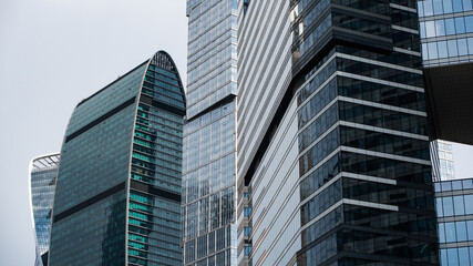 Obraz premium walls and windows of high business building bottom view