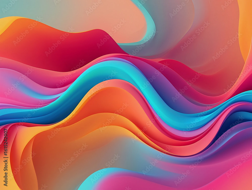 Poster vibrant abstract waves of color flowing smoothly across the frame