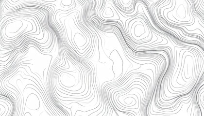 Abstract Contour Lines Forming Mountainous Topography on White Background