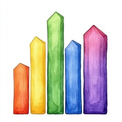 Colorful Watercolor Bar Graph Illustration