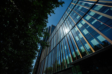 Modern glass building in Warsaw highlighting contemporary architectural design elements