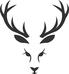 Deer head silhouette, deer face vector illustration