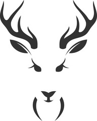 Obraz premium Deer head silhouette, deer face vector illustration