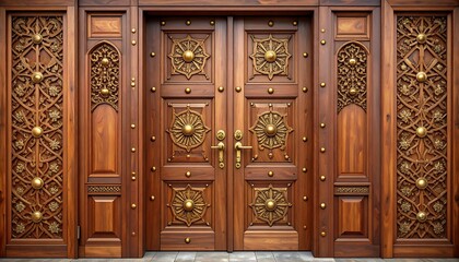 Ornate wooden double doors (2)