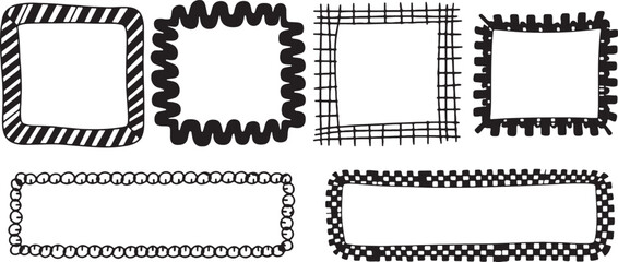 Hand drawn decorative frames with varied patterns border, frame, border, decorative, hand drawn, black and white, patterns, graphic, design, elements, graphic design, illustration, graphic elements, b