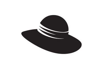 Fototapeta premium Sun Hat Silhouette Icon for Summer Beach Vacations