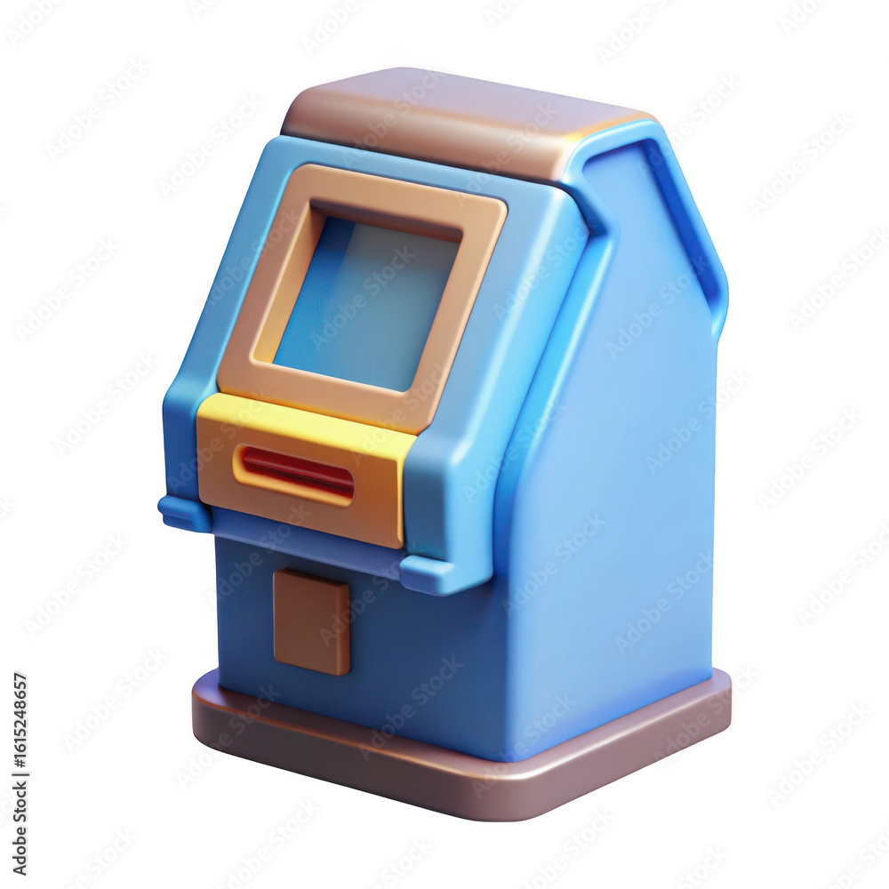 Poster 3d atm machine isolated on transparent background
