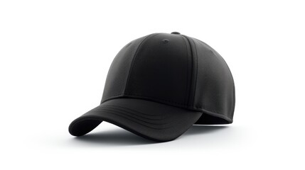 Fototapeta premium A sleek black baseball cap , isolated on white background