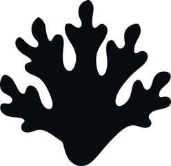 Flat coral paint shape vector in black silhouette for modern minimal artwork