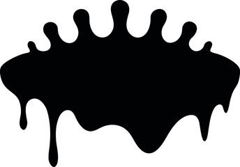 Flat reef silhouette with drip effect in black for underwater art and decoration