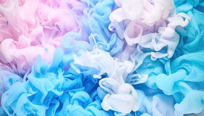 Abstract Ink Swirls In Pastel Hues Creating A Fluid Art Composition With Gradient Color Transitions And Smoke Effects