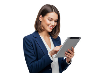 young beauty business woman with laptop isolated on white