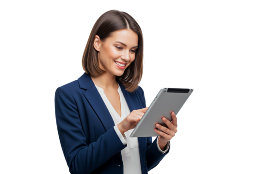 young beauty business woman with laptop isolated on white