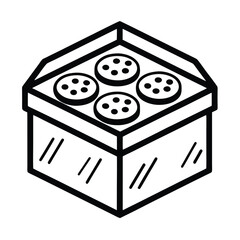 Artisanal cookie baking box black outline illustration