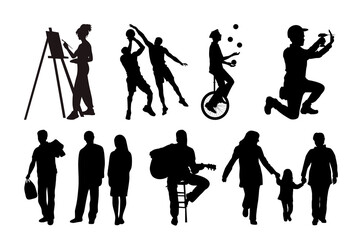 Obraz premium Mixed Performer Silhouettes – Circus, Dance, Art