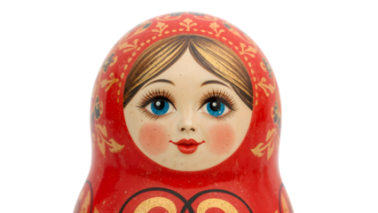 Traditional russian matryoshka doll with bright artistic detailing and vibrant colors
