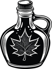 Classic maple syrup bottle with embossed maple leaf design