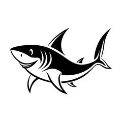 Fototapeta premium Swimming Shark Silhouette Ocean Wildlife Vector for Kids’ Crafts, Posters & Branding Prints