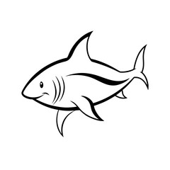 Obraz premium Swimming Shark Silhouette Ocean Wildlife Vector for Kids’ Crafts, Posters & Branding Prints