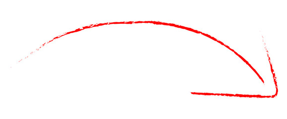 Vibrant red arrow curves downward indicating direction, progress, or a path forward with a hand-drawn artistic flair