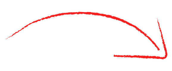 Dynamic red arrow drawing curves downwards indicating direction, progress, or a downward trend with vibrant energy