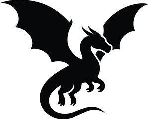 Silhouette dragon flying fantasy creature vector illustrator