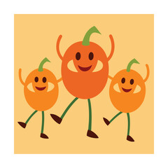 Obraz premium Dancing Cartoon Pumpkin Trio