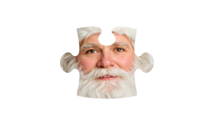 Whimsical santa claus jigsaw puzzle piece isolated on isolated background